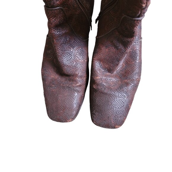 Prada Leather Boots 10 US 11 Brown Soft Flowers Cotto Embroidered - Picture 11 of 14